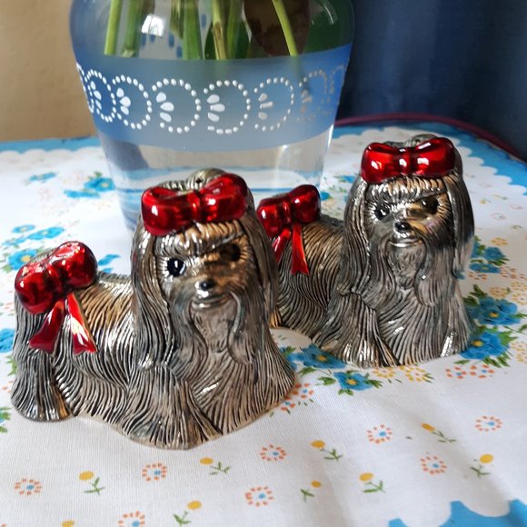 Silver plate Yorkie Salt & Pepper Shakers - Picture 2 of 10